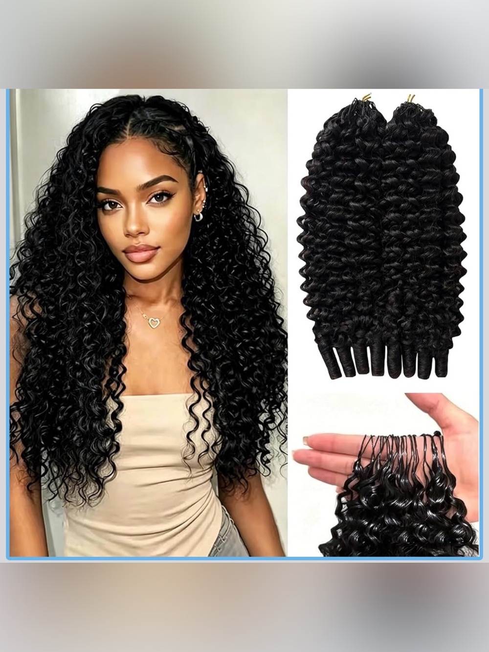 Burmese Curly Crochet Human Hair 22 Inch 60g Knotless Pre-Separated Feather Huma